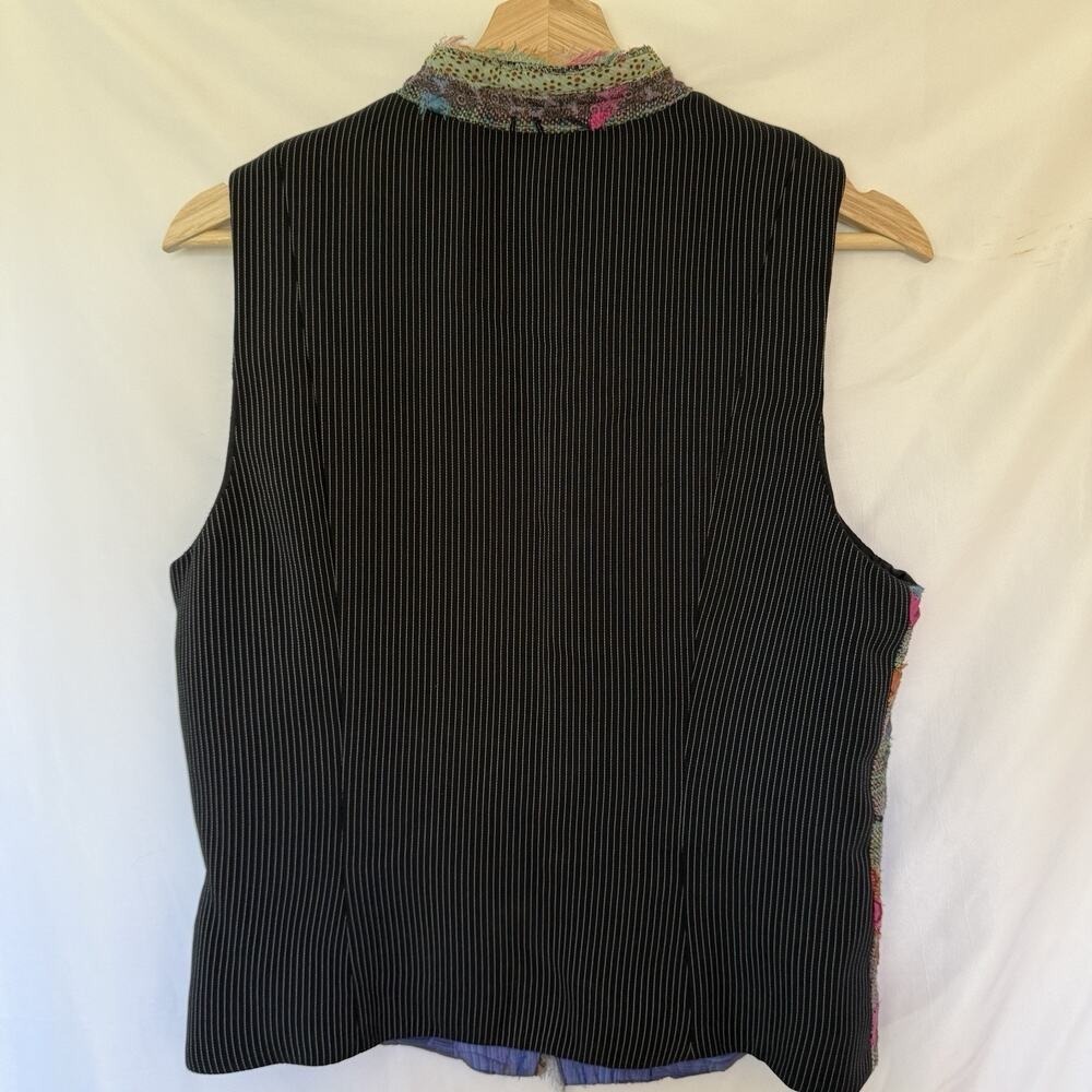 Vtg Canvasbacks Vest Art to Wear Floral Raw Edge Silk Granola Earthy Indie Boho - Picture 10 of 10